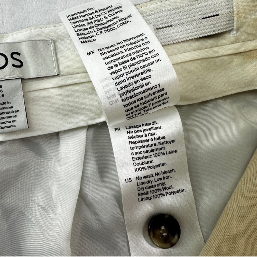 COS Wide Leg Wool Trouser Pant Tan / Gray size 6 US - Picture 8 of 11